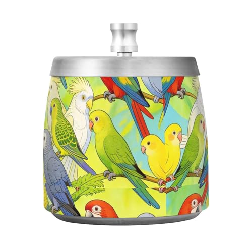 Lista de Cenisero del mes. 45 Parrot African Bird - Cenicero de cigarrillos de acero inoxidable colorido con tapa para uso en interiores y exteriores, inodoro, resistente al viento, para fumar ceniseros para...