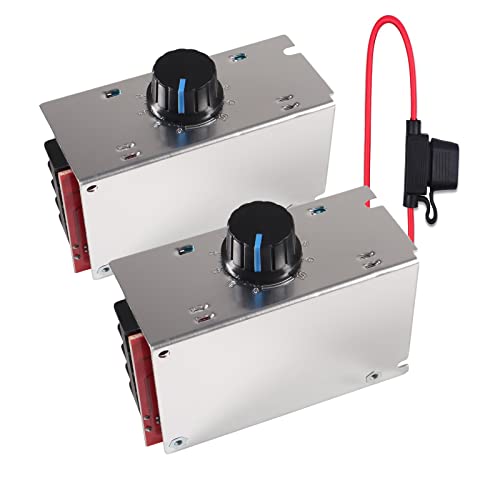 DORHEA 2Pcs PWM DC Motor Speed Controller 7-70V 30A Speed Control Switch Adjustable PWM Motor Speed Regulator with 30A Amp Fuse Electric Brush PWM Motor Speed Controller