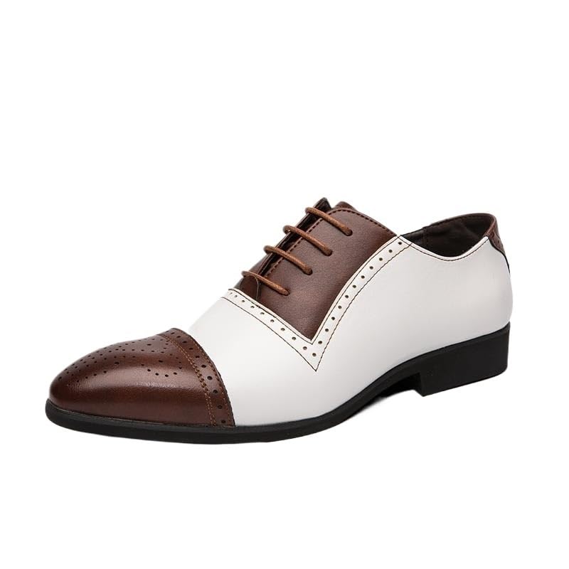Men's Dress Shoes for Office Men's Brogue Shoes Oxford Wingtip Men's Lightweight Formal Shoes for Business Casual(White,11)