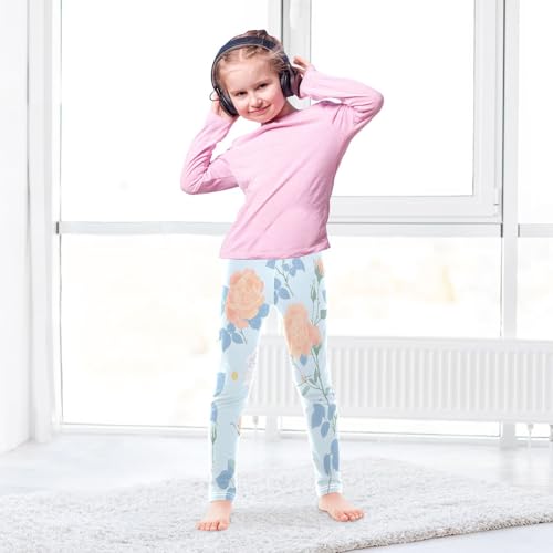 Toddler Girls Leggings Printed Yoga Pants Leggings Simple White Yellow Roses for Kids4