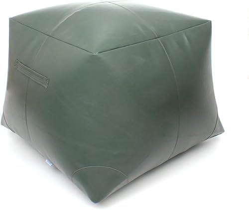zefen Funda de puf de cuero sin relleno, taburete hecho a mano, solución de almacenamiento otomano, cojín cuadrado para reposapiés, 18 x 21 x 16