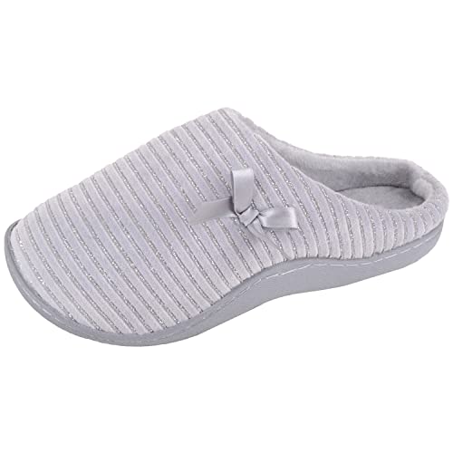 Chaussons mules en velours femme anti-frottement avec liseré satin doux taille 39