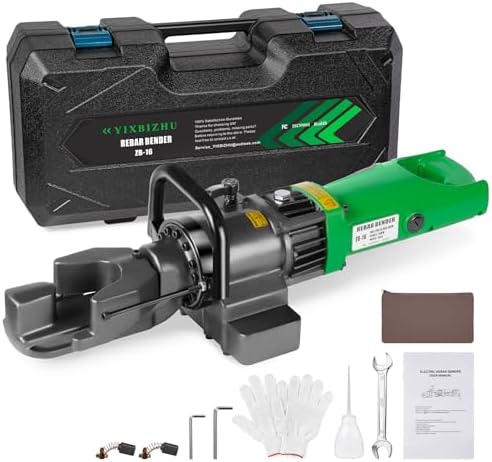 900W Hydraulic Rebar Bender, 2s Fast Bends for #3–#5 (6–16mm), 0–...