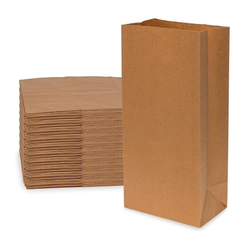 Prime Line Packaging Large Brown Paper Bags, Lunch Goodie Bags for Take Out & Delivery, Grocery, Treats, Bakery Use, Bulk, 16 LB, 7.75x4.75x16 100 Pack