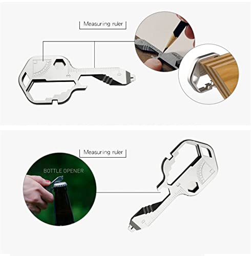 24- In-1 Key Shaped Pocket Tool, Multitool Key With Key Chain, Outdoor Keychain Tool For Drill Drive, Screwdriver, File, Wrench, Ruler, Bottle Opener,Wrench, Stripping, Etc（Black） #TOP4