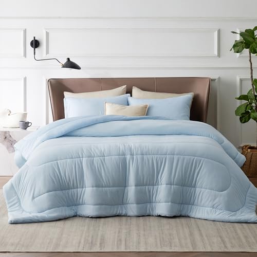 Image of Bedsure Queen Comforter Set - Cooling and Warm Bed Set, ICY Blue Reversible Bedding for All Season, 3 Pieces, 1 Queen Size Comforter (88 inchx88 inch) and 2 Pillow Cases(20 inchx26 inch)