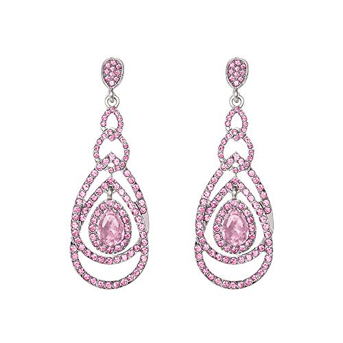 Cute Hollow Crystal Rhinestone Teardrop Connection Long Dangle Earrings for Women Fashion Strand Jewelry (Style05)
