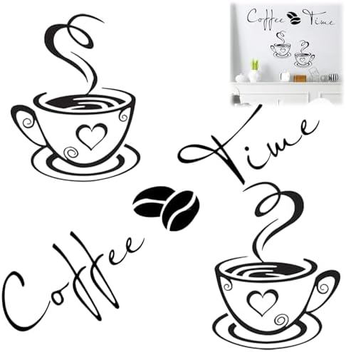 2 Tasses Sticker Mural Cuisine Art Décor Vinyle Carrelage