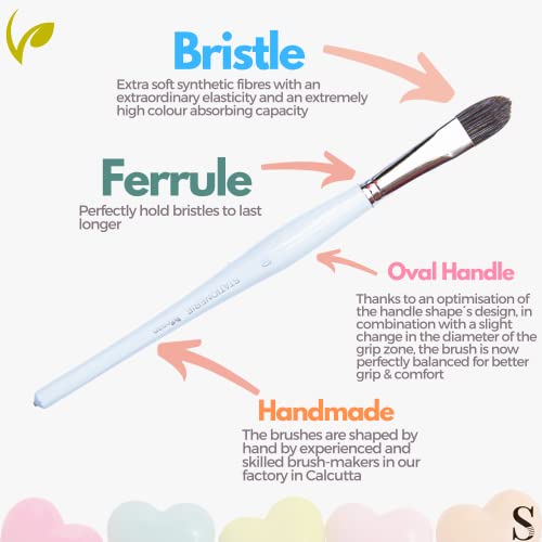 Image of Stationerie Paint Brush Set Handmade Soft Aqua Long Synthetic Hair with Stainless Wire Ideal for Art Paint, Watercolor, Quill, Oil Acrylics, Artists Filbert Brush Set of 5(Candy Edition)