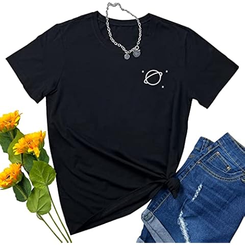 YITAN Women Cute Tees Graphic Tops Black XX-Large Cover