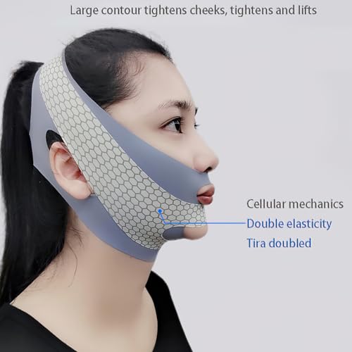 Image of Face Slimming Mask, V-Line Lifting Band, Double Chin Reducer, Facial Contour Shaping Strap (Grey)