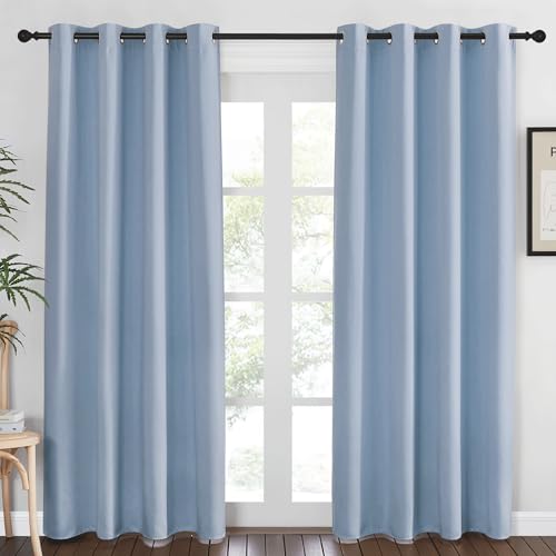 NICETOWN Blackout Curtains 84 Inch Length, Thermal Insulated Room Darkening Drapes Grommet Window Covering for Living Room Bedroom (W52 x L84 Inch, 1 Panel, Vintage Blue)