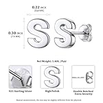 ChicSilver Hypoallergenic 925 Sterling Silver Stud Earrings Simple Tiny Initial Letter A-Z Studs for Women Sensitive Ears (with Gift Box) - Image 4