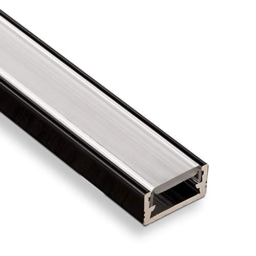 3 Stück SO-TECH® LED Profil-11 Schwarz Aufbauprofil 2000 x 14 x 7 mm mit opaler Abdeckung