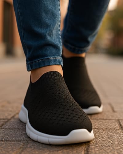 Image of Kraasa Tread Walking Shoes for Men | Knitted Slip-On Sneakers