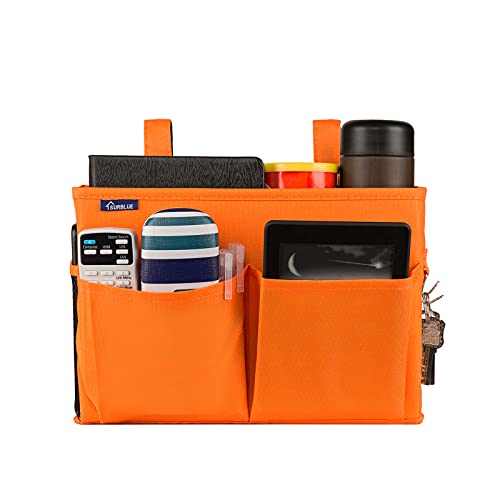 Image of Surblue Bedside Caddy Storage Hanging Organizer for Bunk and Hospital Dorm Rooms Beds Rails Orange