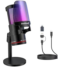 【192kHz High-Definition Sound Clarity】This Zealsound KM8 gaming microphone features active noise cancellation to minimise background noise for a seamless experience. Activate Noise Cancel Mode by holding the mute button until the LED turns green. Wit...