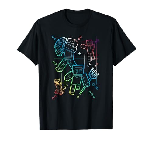 Minecraft Group Shot Rainbow Collage T-Shirt