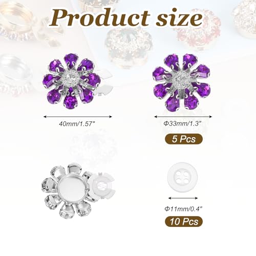 Cache-boutons strass violet bleu PATIKIL et boutons de rechange goutte d'eau