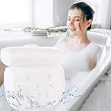 Bath Pillow Bathtub Pillow - Bath Pillows for Tub with Neck, Head, Shoulder and Back Support - 3D Air Mesh Spa Bath Pillow, Non-Slip, Extra Thick, Soft and Quick Dry Spa Pillow for Bathtub
