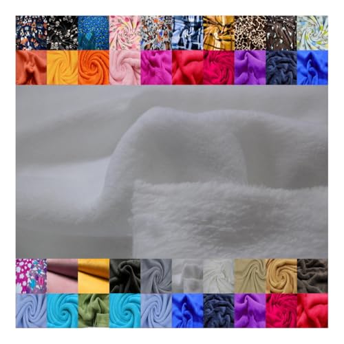 Fabrics-City weiß Doubleface Kuschelweicher Wellnessfleece Stoff Antipilling Fleecestoff Microfleece Polarfleece Fleece für Nähen und Bekleidung hochwertiger kuschelige Textilien, 3338