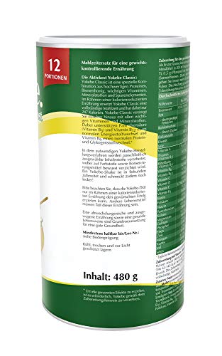 Yokebe Aktivkost Classic Diätshake 480 g für Gewichtsabnahme