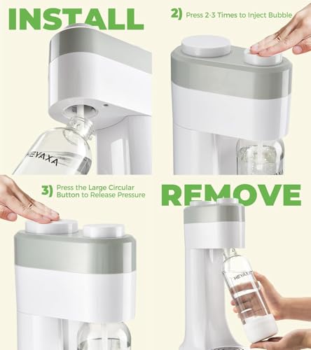 HEYAXA Sparkling Water Maker, Soda Maker Machine for Quickly Creating Refreshing Soda, Includes 2x BPA-Free 1L Carbonation Bottle, Compatible with 60L CO2 Carbonator (Pearl White)