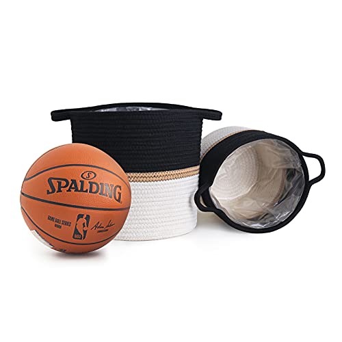 Saolglls Woven Plant Baskets For Indoor Plants - Plant Pots Baskets For Organizing,12” X 10” Flower Pots Modern Woven Baskets For Storage Rustic Home Decor,White & Black Stripes #TOP4