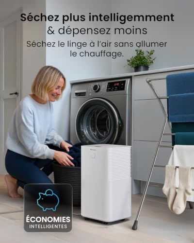 Pro Breeze OmniDry Déshumidificateur D Air compresseur intelligent 12L/Jour, Réservoir 2L, Contrôle App, Séchage du linge & Absorbeur d'Humidité Automatique – Anti humidité, moisissures & condensation - 7
