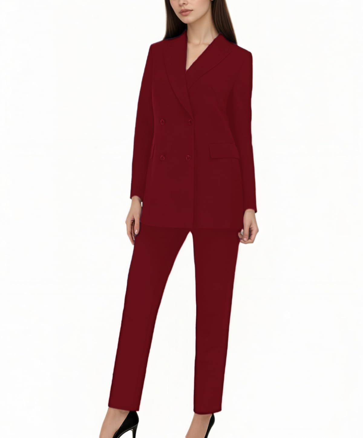2 Piece Double Breasted Pant Suit for Women Slim Fit Formal Suit Women Casual Blazer Pant Set Ladys