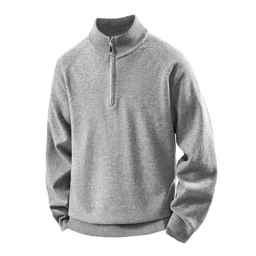 Sweaters for Men Quarter Zip Mock Neck Casual Ribbed Knitting Cotton Pullover Fall Lightweight Stand Collar Sweater 2025