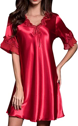 Nuisette satin de soie rouge XXL : la solution pour des nuits fraîches et élégantes