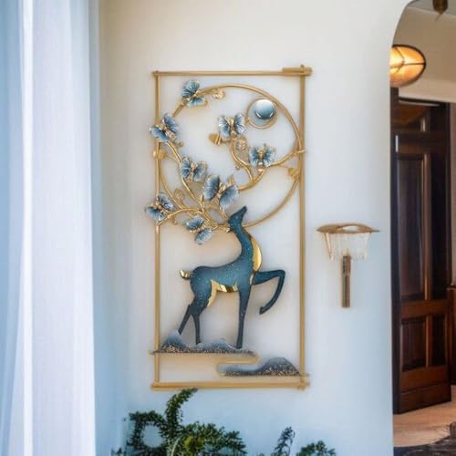 Image of Framing Hub Metal Deer Wall Decor Multicolor Hanging Art Frame for Living Room, Bedroom, Office & Hotel Decoration (Size 24x42 Inch)