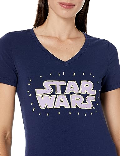 Image of Amazon Essentials Disney | Marvel | Star Wars | Princess Women's Classic-Fit Short-Sleeve V-Neck T-Shirt, Multipacks