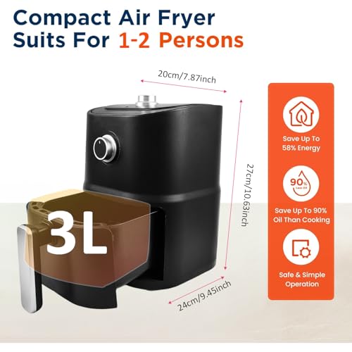 GadgetHaven Air Fryer, 3 L Manual Airfryer Oven and 5-in-1 Multicooker Compact Air Fryer with Hi-Fry Technology for Extra Crisp, Quick & Easy Meals, Nonstick & Dishwasher Safe Basket, Black - Image 2