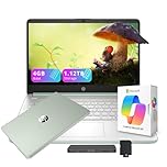 HP Stream 14" HD Laptop with AI Copilot for Students & Business, 13th Gen Intel 4-Core, 4GB RAM, 1.12TB Storage (128GB UFS + 1TB Docking Station), 1-Year Office 365, Wi-Fi 6, Windows 11, Willow Green
