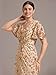 Ever-Pretty Women's Gorgeous V Neck Sequin Tulle Short Sleeves Bodycon Maxi Formal Evening Gowns Gold US4