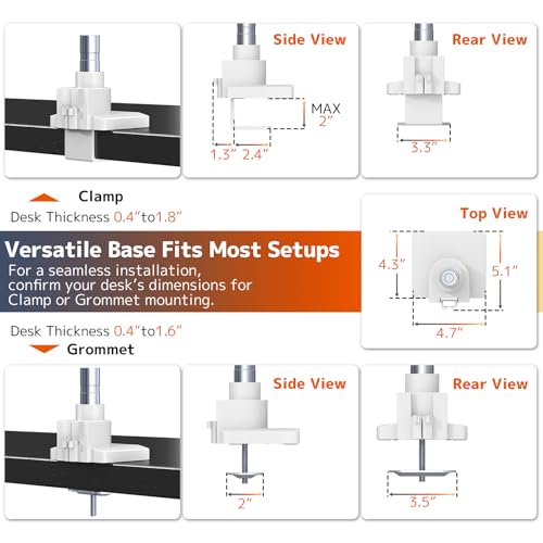 Bras double écran robuste réglable charge 20kg fixation VESA 100mm
