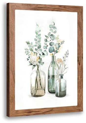 UIAMT Botanical Bathroom Wall Art Rustic Green Plant Pictures Wall