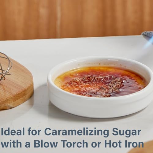 Ramekins da 4 Once, Creme Brulee Ramekins In Ceramica Adatti al Forno, Teglie per Soufflé Basse per La Cottura Della Crema Pasticcera, Teglie per Quiche, Confezione da 6 - immagine 3