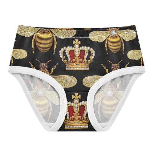Cotton Toddler Underwear Custom Bees Royal Crowns Black Panties for Girl Durable Undies Kids Briefs 2t