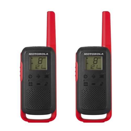 Motorola Solutions, Portable FRS, T210, Talkabout, Two-Way Radios, Rechargeable, 22 Channel, 20 Mile, Black W/Red, 2 Pack