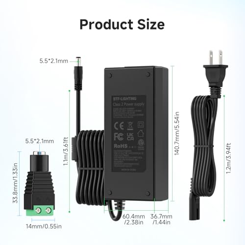 Image of BTF-LIGHTING DC24V 4A 96W LED Driver 2 Pack, Class 2 Transformer
