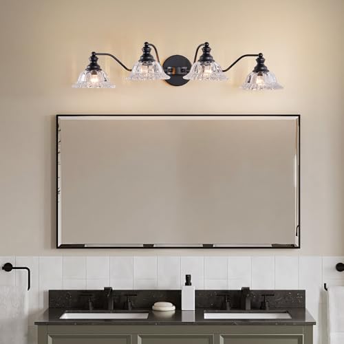 Image of XIEDUN 4 Light Bathroom Vanity Lighting Fixtures Black Vanity Light Fixture Vanity Lights for Bathroom