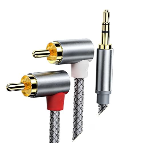 Cable adaptador Jack 3.5mm a 2 RCA ángulo 90° 3m miniatura 2