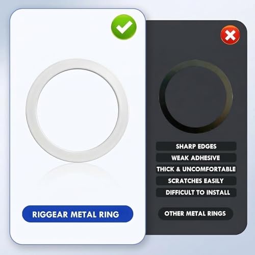 Image of RIGGEAR for MagSafe Ring Sticker, Universal Metal Plate Adapter Ring for Phones /Cases to Work with Magnetic Accessories - White (Pack of 2)