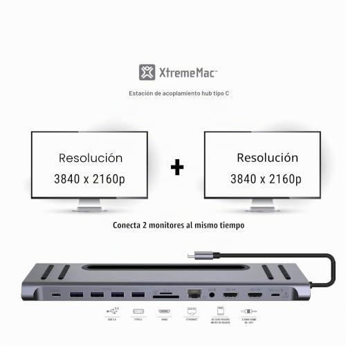 Docking Station USB-C para MacBook gris: adaptador todo-en-uno XMTYPECDOCK 6