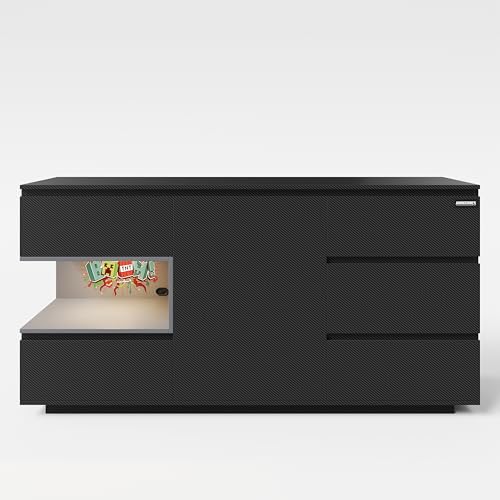 phoenix group AG Minecraft - Sideboard mit 5 Schubladen, 1 Tür und 1 Konsolenfach, Schwarze Carbon Optik