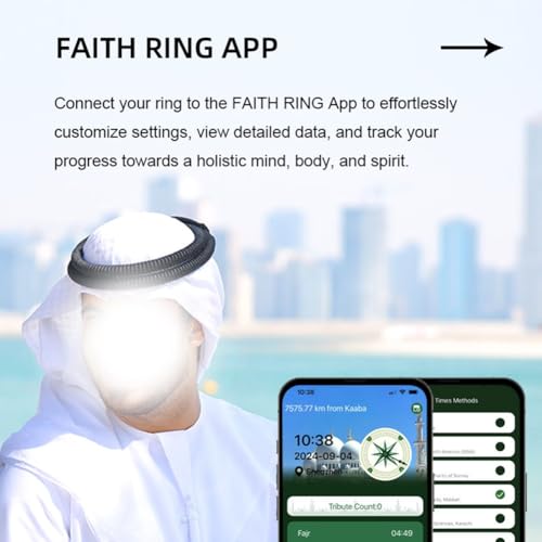Tasbih inteligente para Dhikr con pantalla OLED negro compatible con Android e iOS 7