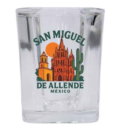 R and R Imports San Miguel De Allende Mexico Vintage Souvenir Design 2 oz Shot Glass Square